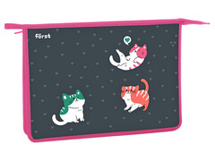 79138 [FT-PP-A40410]Папка А4 для тетрадей Först "Kittens" (пластик, на молнии)