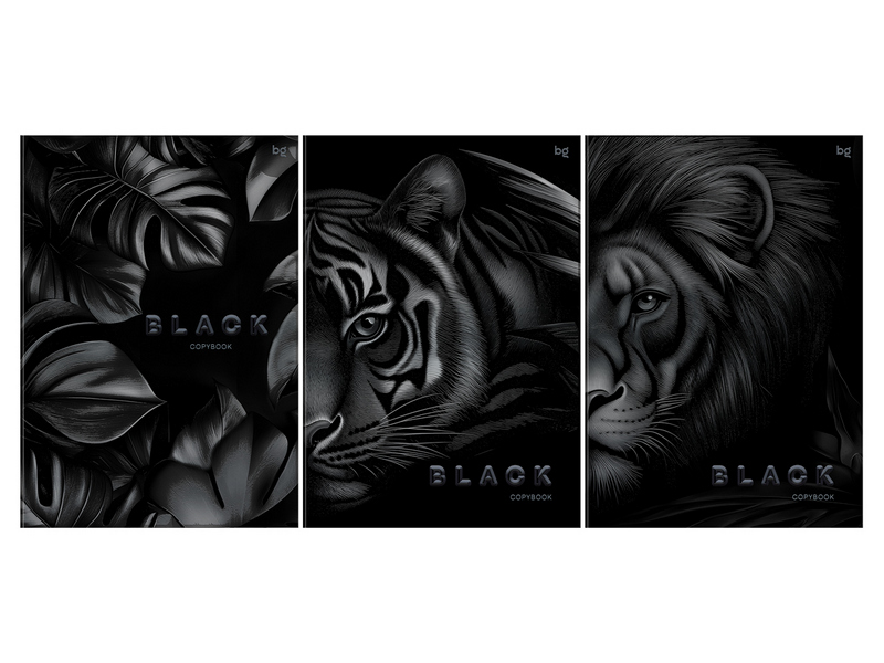 Тетрадь А4 96л КЛЕТКА BG "Just black" (soft-touch)