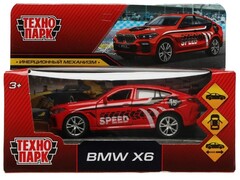 79167 [X6-12SRT-RD]Технопарк. Машина «BMW X6 СПОРТ» металл. инерц. 12 см (открыв. двери, багажник) красный