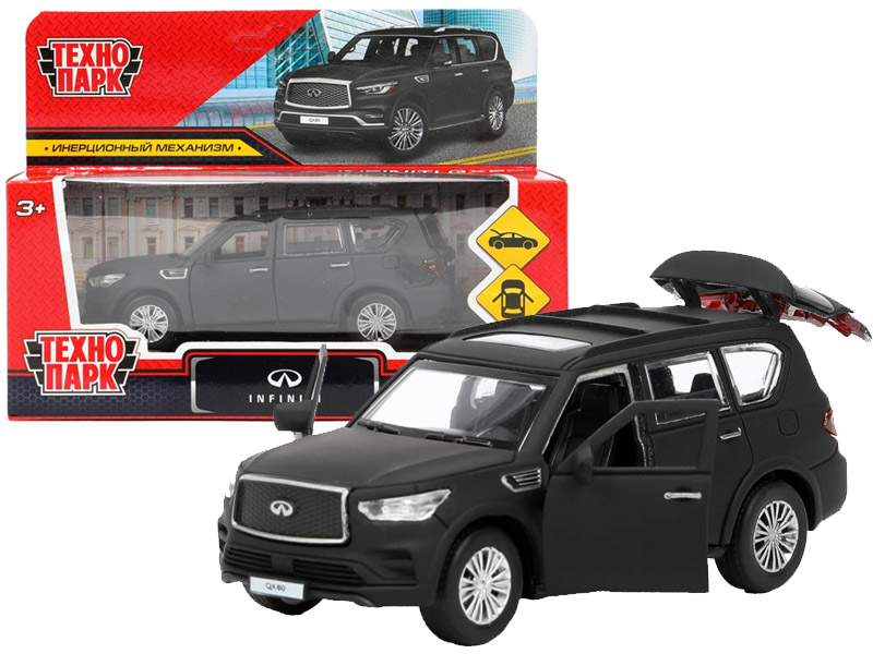 Купить оптом Технопарк. Машина «INFINITI QX80» металл. инерц. 12,5 см (открыв. двери, багажник) черный в Луганске