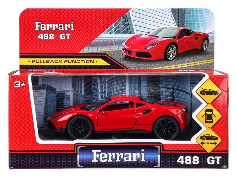 Технопарк. Машина «FERRARY 488 gtb» металл. инерц. 12 см (открыв. двери, багажник)