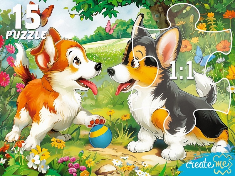 МАКСИ-ПАЗЛЫ 15 элементов. ЩЕНКИ НА ПОЛЯНЕ