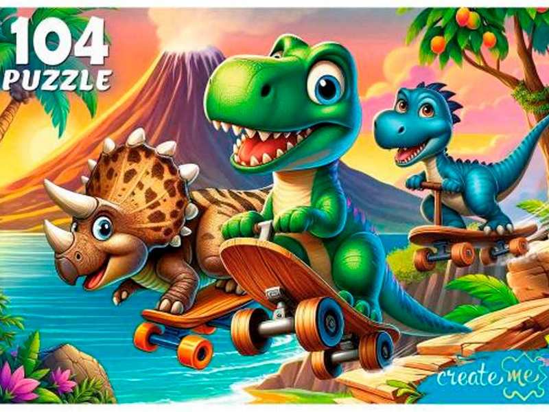Купить оптом ПАЗЛЫ 104 элемента. ВЕСЕЛЫЕ ДИНОЗАВРЫ в Луганске