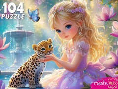 79261 [УК104-6617]ПАЗЛЫ 104 элемента. ПРИНЦЕССА С МАЛЕНЬКИМ ЛЕОПАРДОМ
