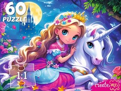 79281 [Ф60-4525]ПАЗЛЫ 60 элементов. АНИМЕ-ПРИНЦЕССА С ЕДИНОРОГОМ