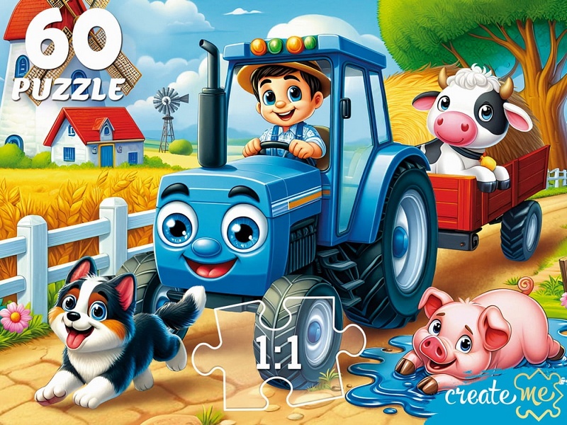 ПАЗЛЫ 60 элементов. ВЕСЕЛЫЙ ТРАКТОР И КОМПАНИЯ