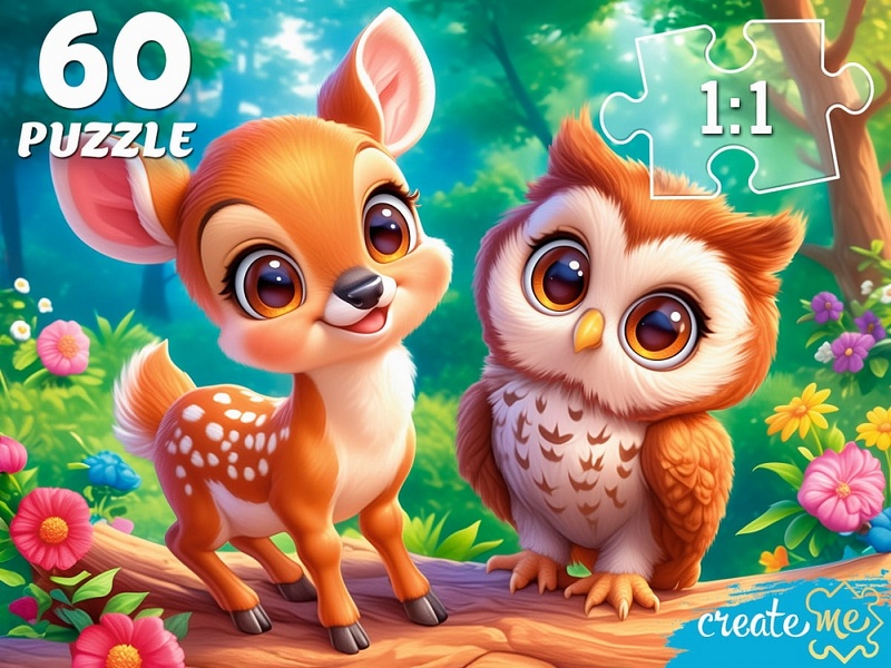 ПАЗЛЫ 60 элементов. ОЛЕНЕНОК И СОВА