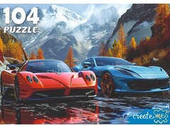 79289 [Ф104-4533]ПАЗЛЫ 104 элемента. ДВА АВТО НА ФОНЕ ГОР
