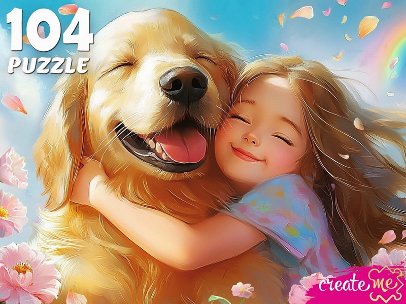 Купить оптом ПАЗЛЫ 104 элемента. ДЕВОЧКА С ЛЮБИМОЙ СОБАКОЙ в Луганске