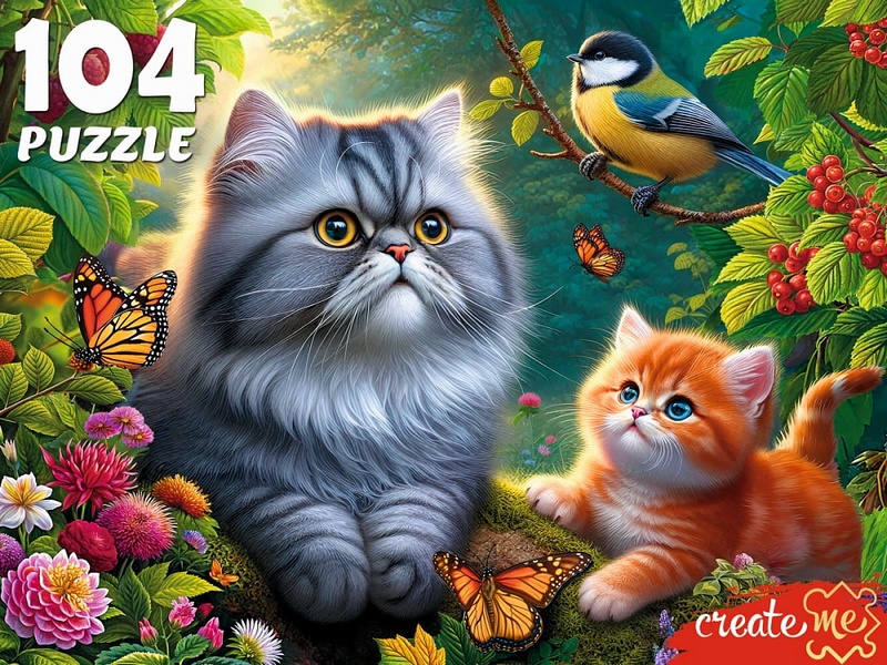 Купить оптом ПАЗЛЫ 104 элемента. КОТИКИ С СИНИЦЕЙ в Луганске