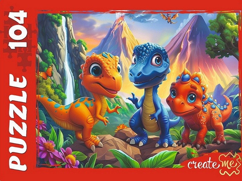 Купить оптом ПАЗЛЫ 104 элементов. ДИНОЗАВРЫ У ВУЛКАНА в Луганске