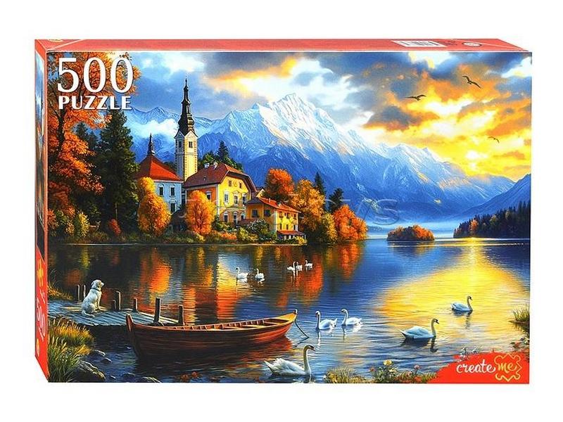 ПАЗЛЫ 500 элементов. ЗАКАТ НА ОЗЕРЕ БЛЕД
