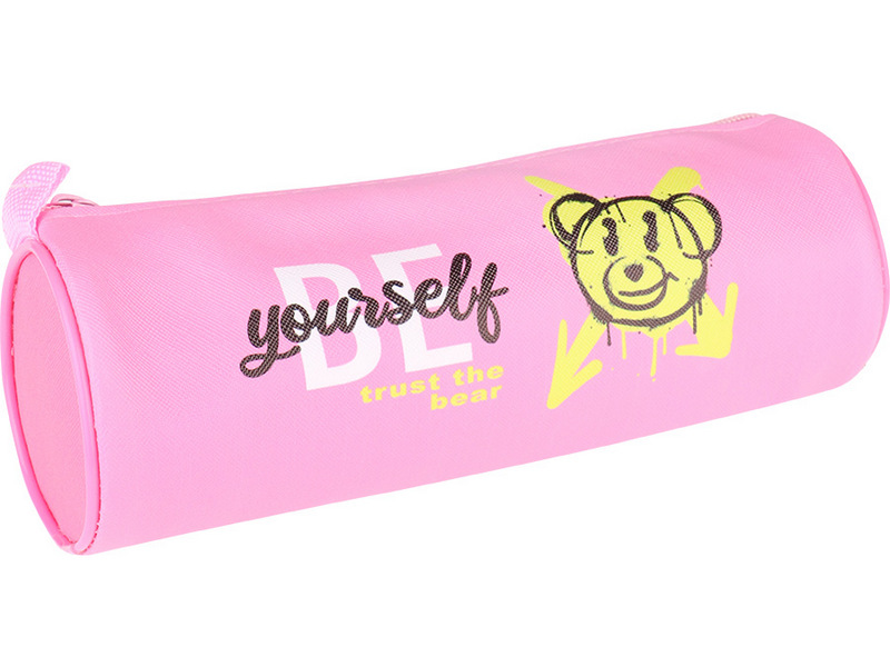 Пенал-тубус 21*7,5*7,5 см ГРАФФИТИ С МИШКОЙ (мягкий, на молнии) ПН-2082