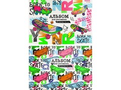 79315 [20-5116]Альбом для рисования А4 20л РАЗНОЦВЕТНЫЕ СКЕЙТЫ (скрепка, лен)