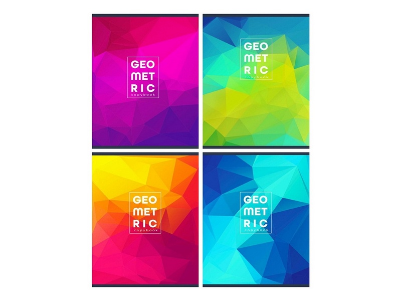 Тетрадь 96 л КЛЕТКА «ПЕСТРАЯ ГЕОМЕТРИЯ» (мелов. картон, второй блок)