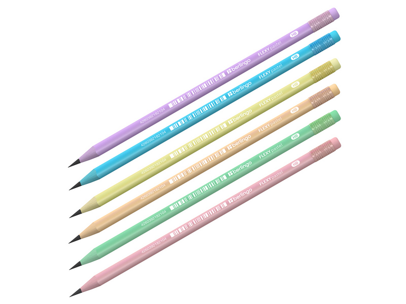 Карандаш ч/г заточенный с ластиком «Berlingo. Flexy Pastel» HB, трехгранный пластик. корпус