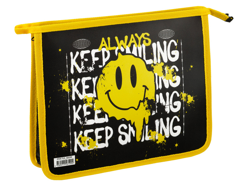 Папка А5 для тетрадей 1 отделение ArtSpace "Keep Smiling" на молнии