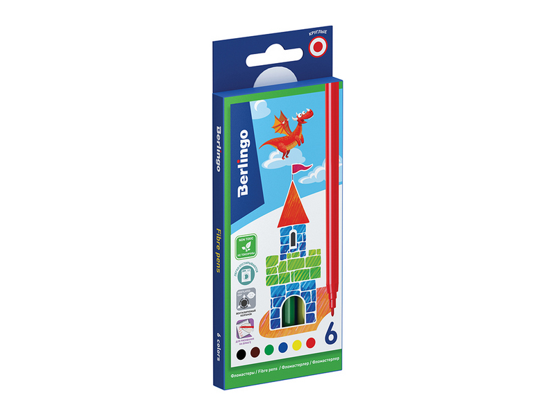 Фломастеры невентилируемые 6 цв. Berlingo "Замки" смываемые