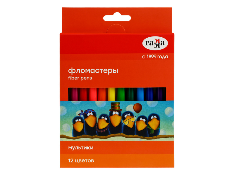 Фломастеры смываемые Гамма "Мультики" 12 цветов