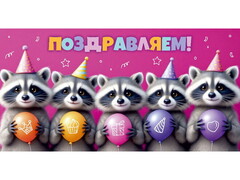 79431 [1-04-0564]Конверт для денег "Поздравляем!" (енотики) 1-04-0564