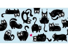 79449 [1-04-0553]Конверт для денег Без текста (черные котики играют) 1-04-0553