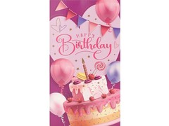79451 [1-04-0512]Конверт для денег «Happy Birthday» (тортик на розовом) 1-04-0512