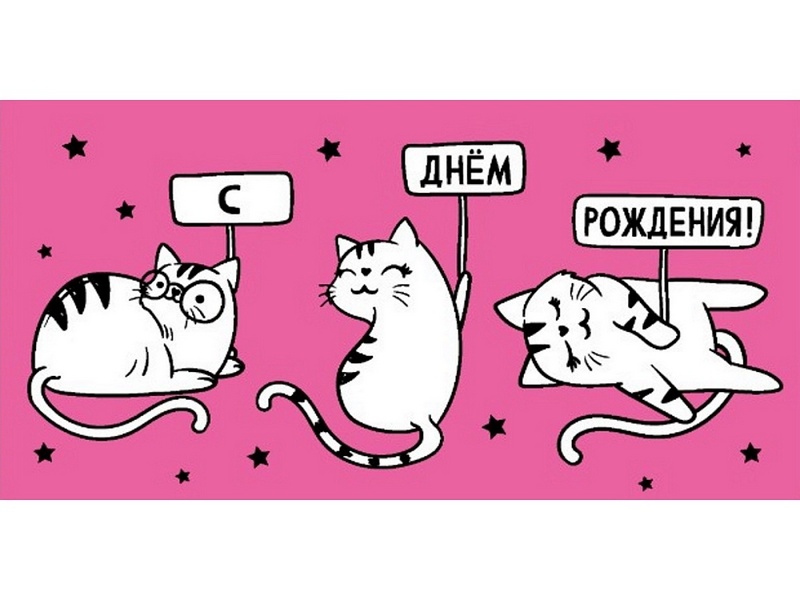 Конверт для денег "С днем рождения!" (поздравление от котиков) 1-05-0307