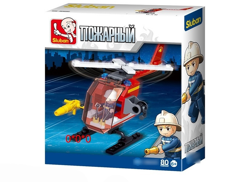 Конструктор "Пожарный вертолёт" 80 дет. в кор. M38-B0622D