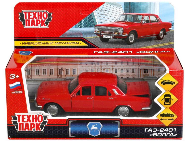 Технопарк. Машина «ГАЗ-2401 ВОЛГА» металл. инерц. 12 см (открыв. двери, багажник) красный