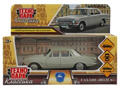 79641 [2401-12-GY]Технопарк. Машина «ГАЗ-2401 ВОЛГА» металл. инерц. 12 см (открыв. двери, багажник) серый