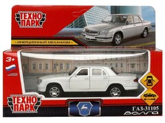 79643 [3110-12-WH]Технопарк. Машина «ГАЗ -31105 Волга» металл. инерц. 12 см (открыв. двери, багажник) белый