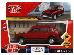 79646 [LADA4X42131-13-RD]Технопарк. Машина «LADA 4x4 2131» металл. инерц. 12 см (открыв. двери, багажник) красный