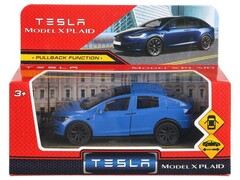 79657 [MODELX-12-BU-WOD]Технопарк. Машина «TESLA model x plaid» металл. инерц. 12 см (открыв. двери) синий