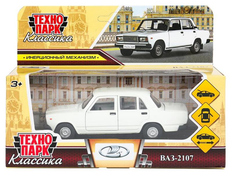 Технопарк. Машина «ВАЗ-2107» металл. инерц. 12 см (открыв. двери, багажник) белый
