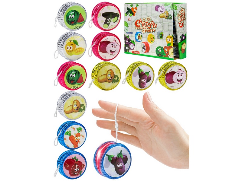 Купить оптом Йо-йо "Весёлые фрукты-овощи" 5,5 см (свет) 12шт/уп И-2143 в Луганске