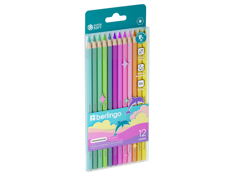 Карандаши цветные Berlingo "SuperSoft. Pastel" 12 цветов пастельные SSP0112