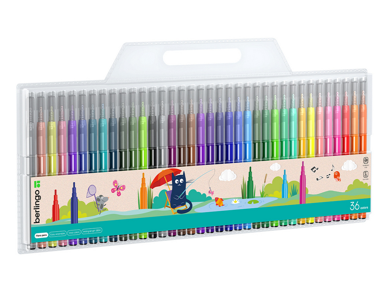 Фломастеры смываемые Berlingo "Жил-был кот" 36 цветов