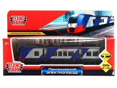 79845 [ELTRAIN-17-BUSR]Технопарк. Пассажирский электропоезд металл. инерц. 17 см (открыв. двери) синий