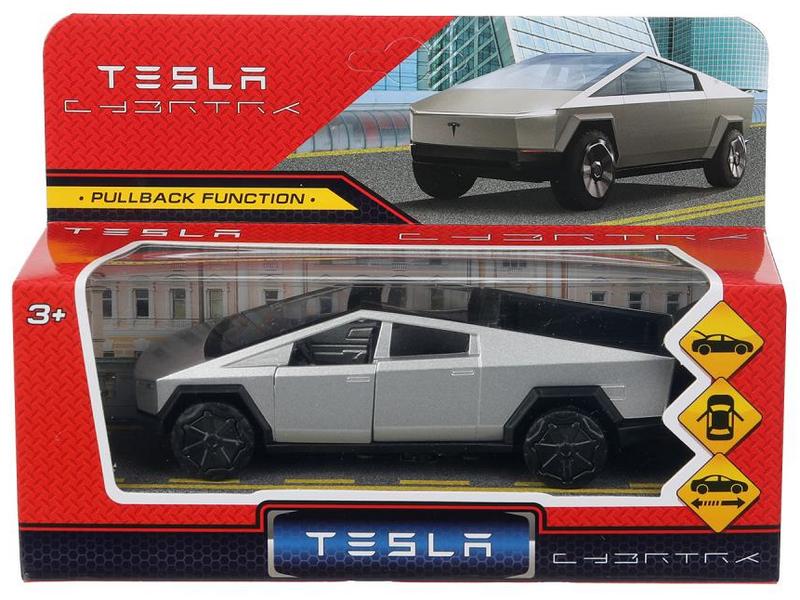 Технопарк. Машина «TESLA CYBERTRUCK» металл. инерц. 13,7см (открыв. двери) серебристый