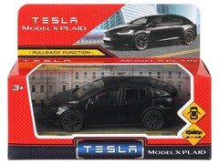 79838 [MODELX-12-BK-WOD]Технопарк. Машина «TESLA model x plaid» металл. инерц. 12 см (открыв. двери) черный
