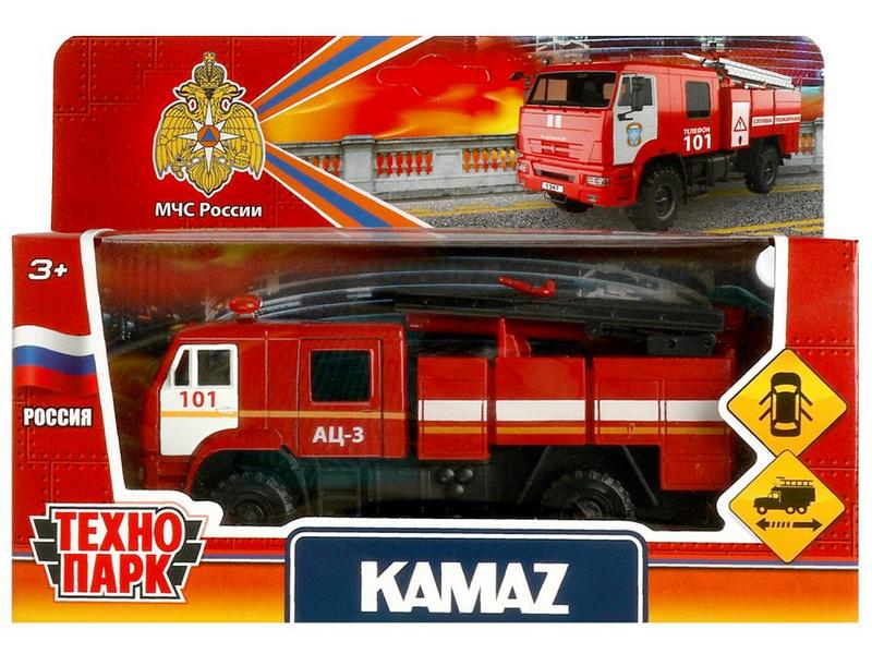 Технопарк. Машина «КАМАЗ-43502» МЧС металл. инерц. 15,5 см (открыв. двери, подвиж. дет.)
