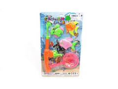 Рыбалка магнитная (1 удочка, 1 сачок, 3 морских жителя) 35*21,5*4,5 см на планшете