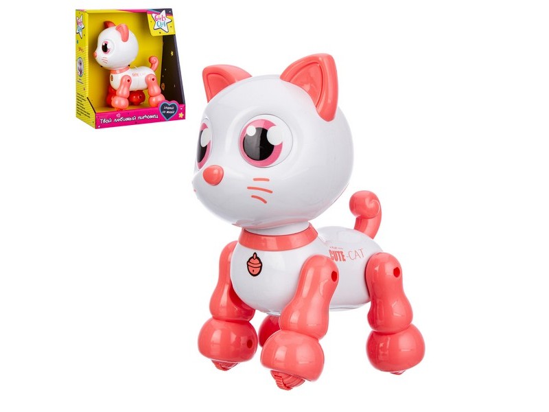 Котенок интерактивный на бат. (свет, звук, повторяет слова, двигается вперед- назад) 23*20*12 см в кор. IT110939