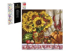 80289 [59800]Алмазная мозаика 30*30 см «НАТЮРМОРТ С ПОДСОЛНУХАМИ» (с подр., с полн. заполн., класс.)