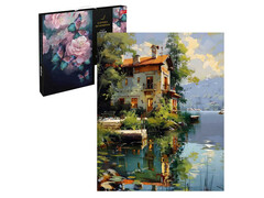 80292 [67958]Картина по номерам 40х50 см «ДОМ НА ОЗЕРЕ»