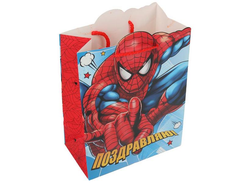Пакет подарочный «ПОЗДРАВЛЯЮ! ЧЕЛОВЕК-ПАУК» 26*32*14 см (мат. лам.) PLF-112913-SM