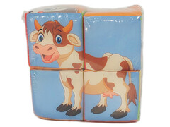 80425 [РРР-08]Набор кубиков "Собери картинку" (домашние животные) 4 шт РРР-08