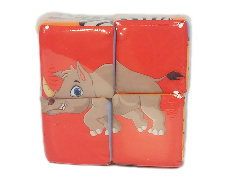 Набор кубиков "Собери картинку" (животные Африки) 4 шт РРР-03