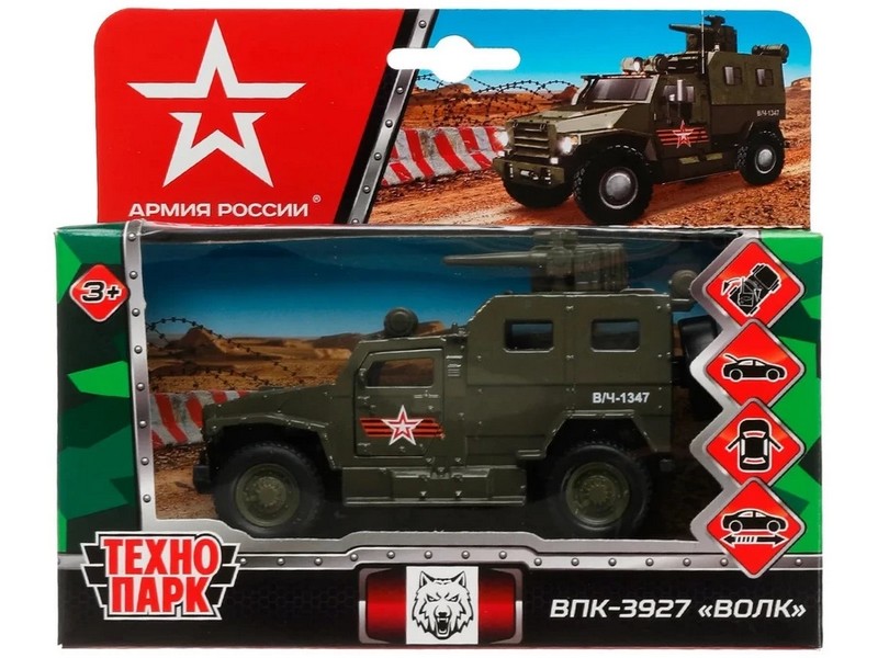 Купить оптом Технопарк. Машина ВПК-3927 «ВОЛК» металл. инерц. 12 см (открыв. двери, багажник, подвиж. дет.) в Луганске