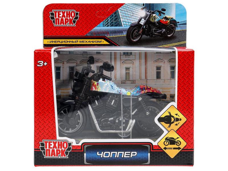 Технопарк. Мотоцикл «ЧОППЕР" металл. инерц. 9 см 2007C057-R